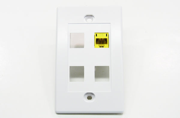 Datcom Realm 4 port keystone wall mount faceplate white