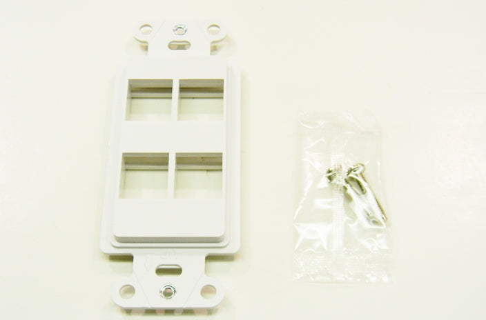 Ortronics WP3414-WH On-Q 4 port keystone decorator faceplate white