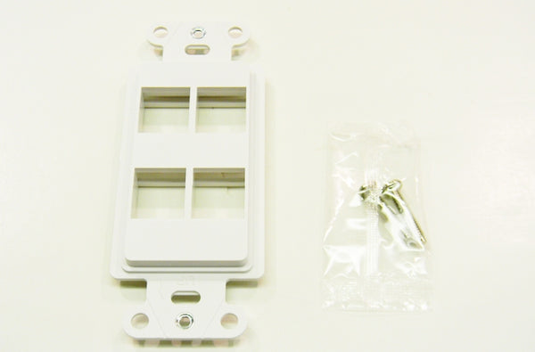 Ortronics WP3414-WH On-Q 4 port keystone decorator faceplate white