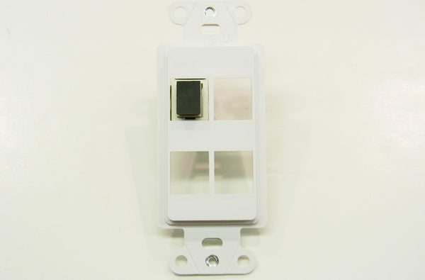 Ortronics WP3414-WH On-Q 4 port keystone decorator faceplate white
