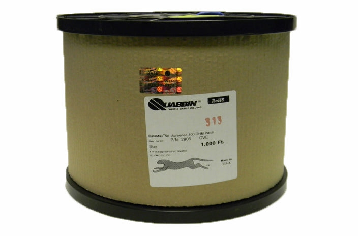 Quabbin 2906 Cat5e 4 pair F/UTP blue shielded ethernet patch cable