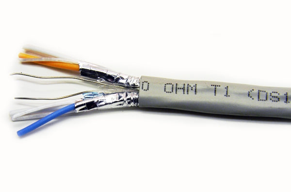 Quabbin 9720 22 gauge T1 2 pair solid individual foil riser cable