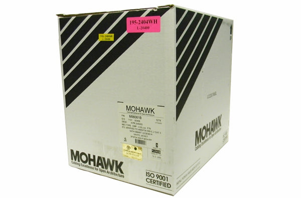 Mohawk M56061B Cat3 4 pair UTP white plenum ethernet cable