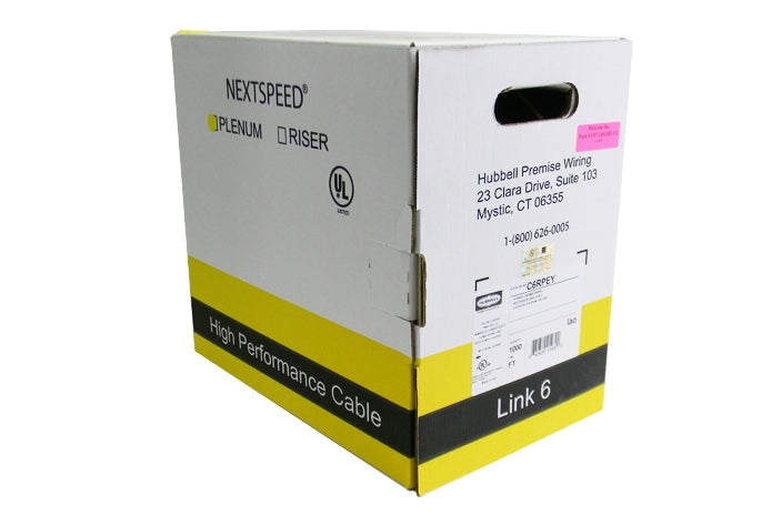 Hubbell HC6RPEY Cat6 4 pair UTP yellow plenum ethernet cable