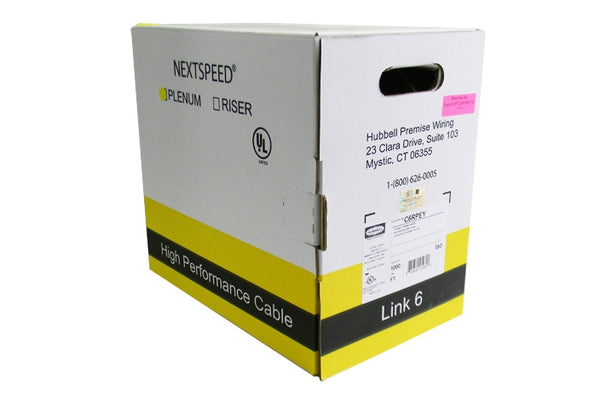 Hubbell HC6RPEY Cat6 4 pair UTP yellow plenum ethernet cable