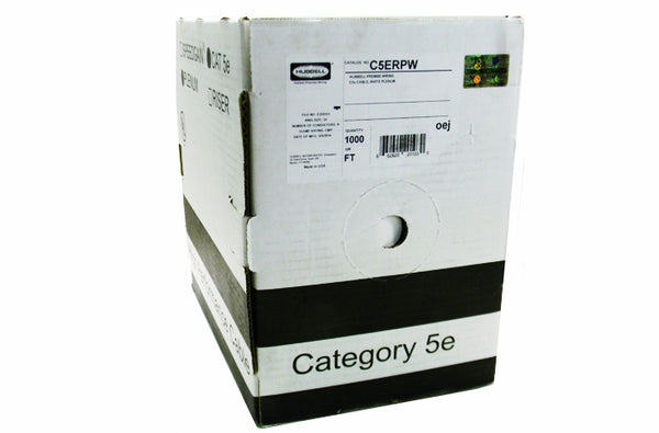 Hubbell C5ERPW Cat5e 4 pair UTP white plenum ethernet cable