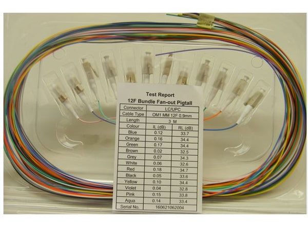 Datcom Realm LC to open end pigtail OM1 multimode x 10ft, 12/pk