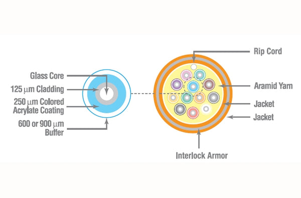 Hitachi 61897-12 50 um OM4 Multimode 12 fiber armoured plenum