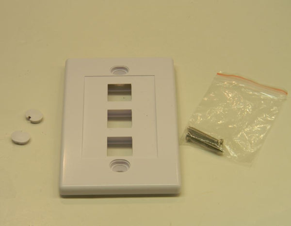 Datcom Realm 3 port keystone wall mount faceplate white