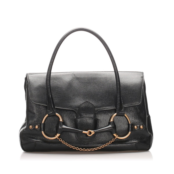 Large Horsebit Leather Handbag