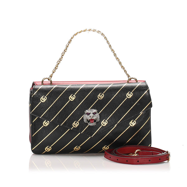 Medium Double Thiara Leather Crossbody Bag